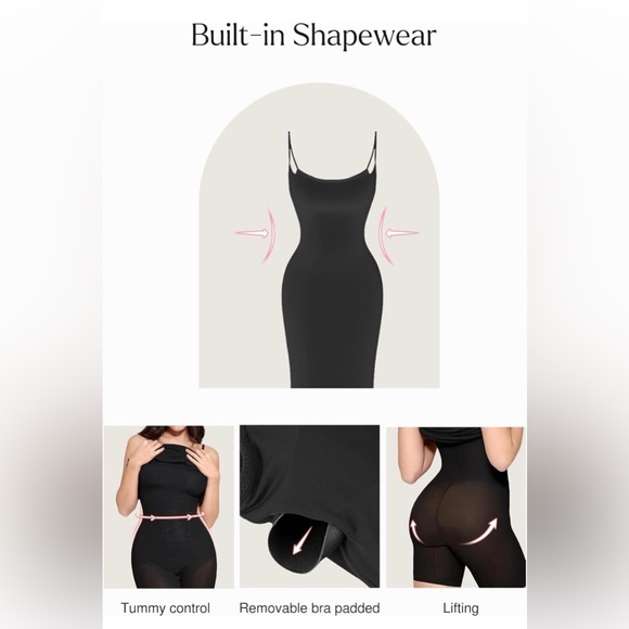 Vici | Black Strappy Bodycon Dress with Shapewear Size L - Picture 6 of 6